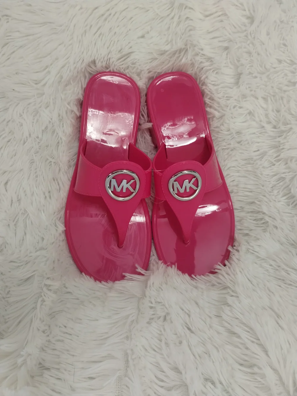 Michael Kors Pink Jelly Logo Thong Sandals